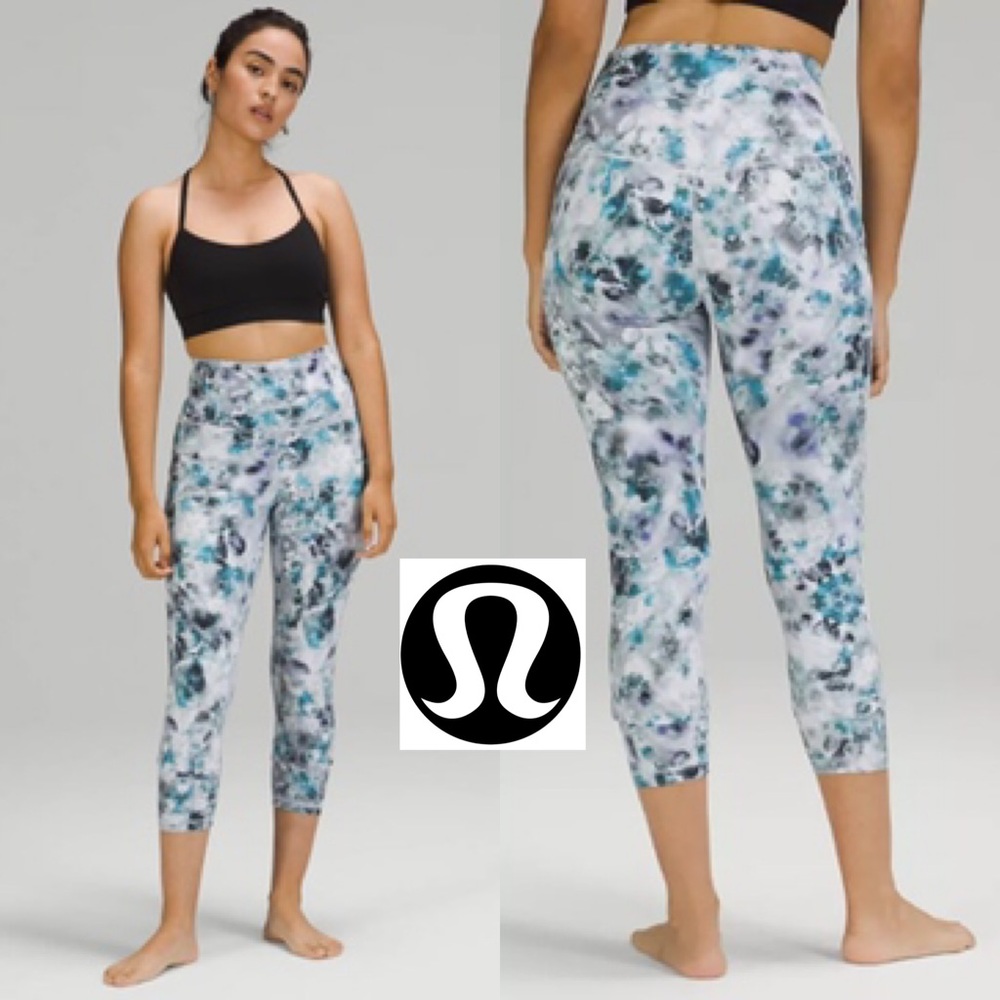 lululemon athletica Marble Print High-Rise Capri Leggings in White, Teal, Navy